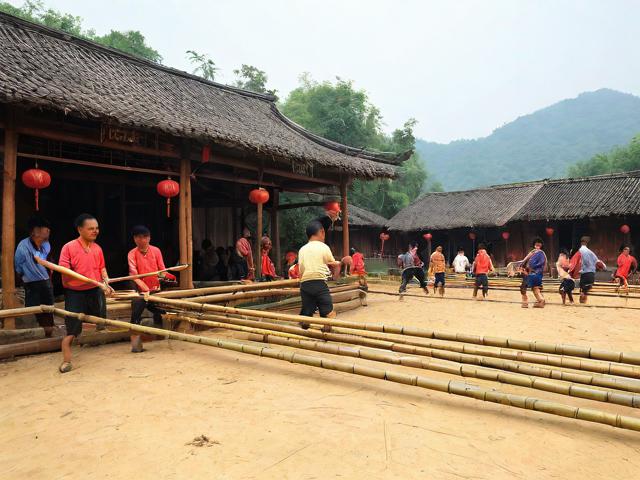 九游体育网站_ 乡村特色竹竿挤拔河，传承传统民俗运动，拔竹竿神器